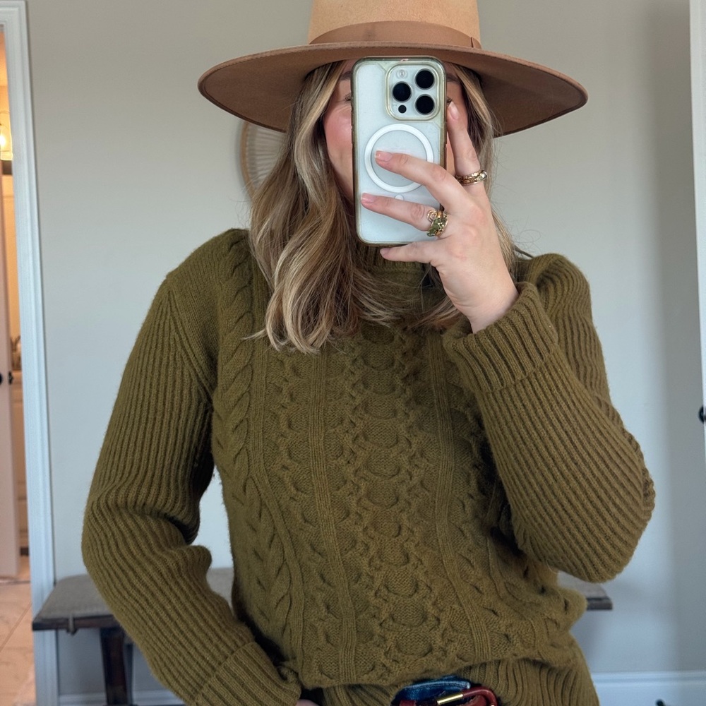 Banana Republic Olive Green Wool Knit Crewneck Sweater